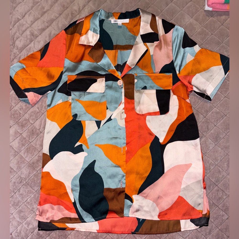 NWOT Colorful Abstract Button-Up Shirt